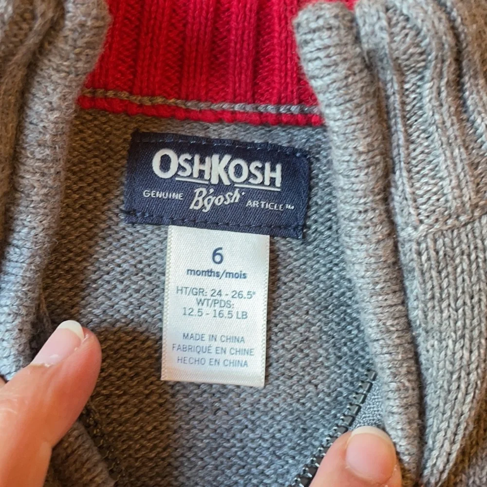 Oshkosh 6 month full zip gray sweater